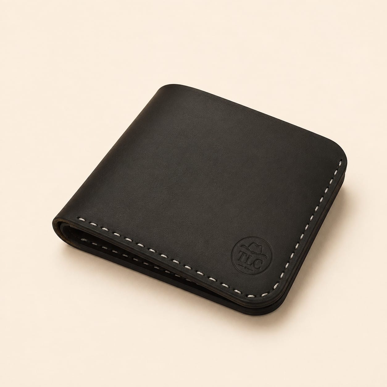 The Heritage Edge Wallet in black leather, closed view