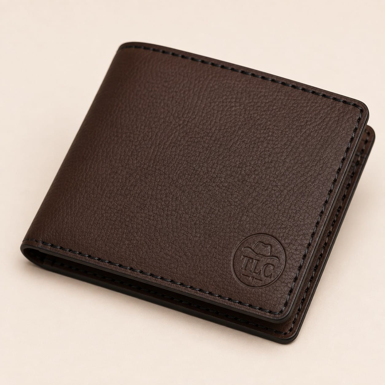 TLC Coastal Heritage Bifold Wallet closed, angled detail view