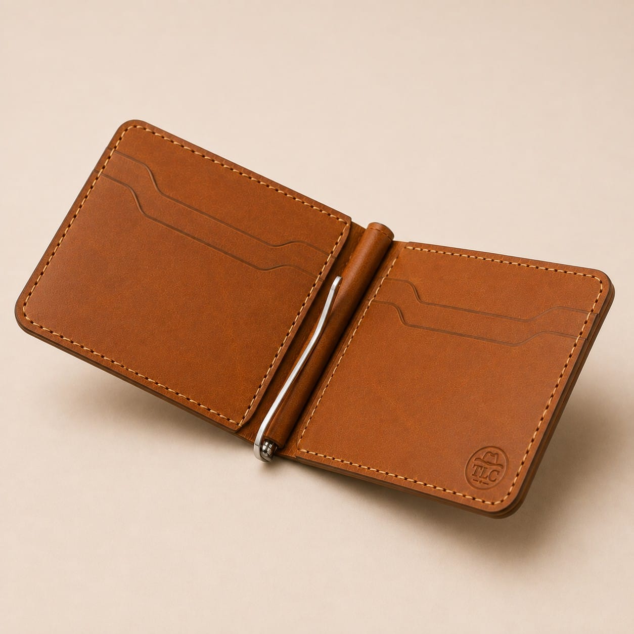 TLC Heritage Craft Money Clip Wallet interior showing card slots and money clip