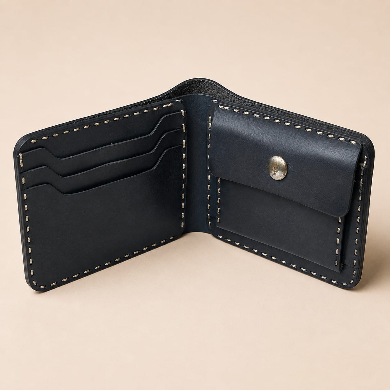 TLC Heritage Edge Bifold Wallet interior showing card slots and snap pocket