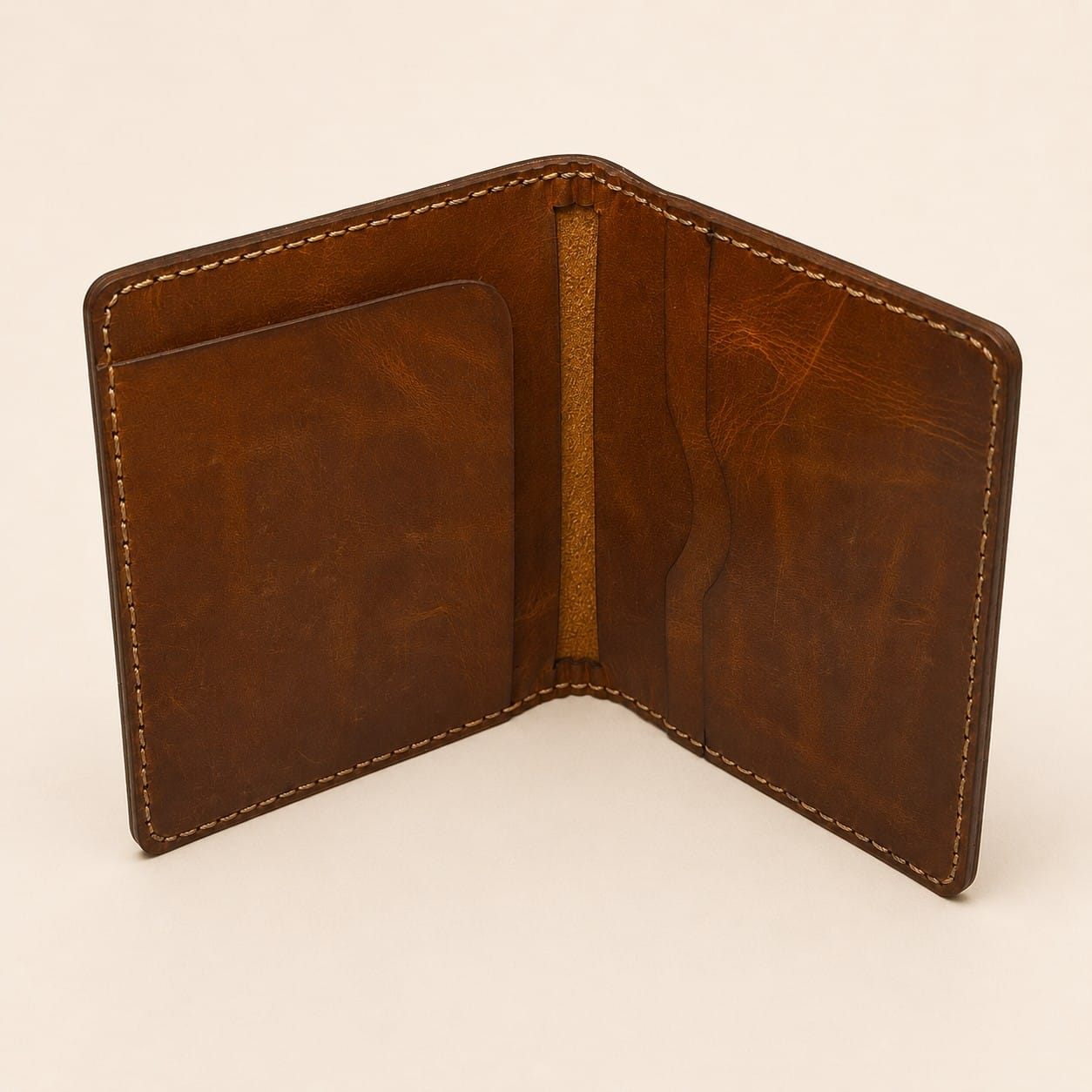TLC Heritage Fold Wallet interior showing card slots and central spine