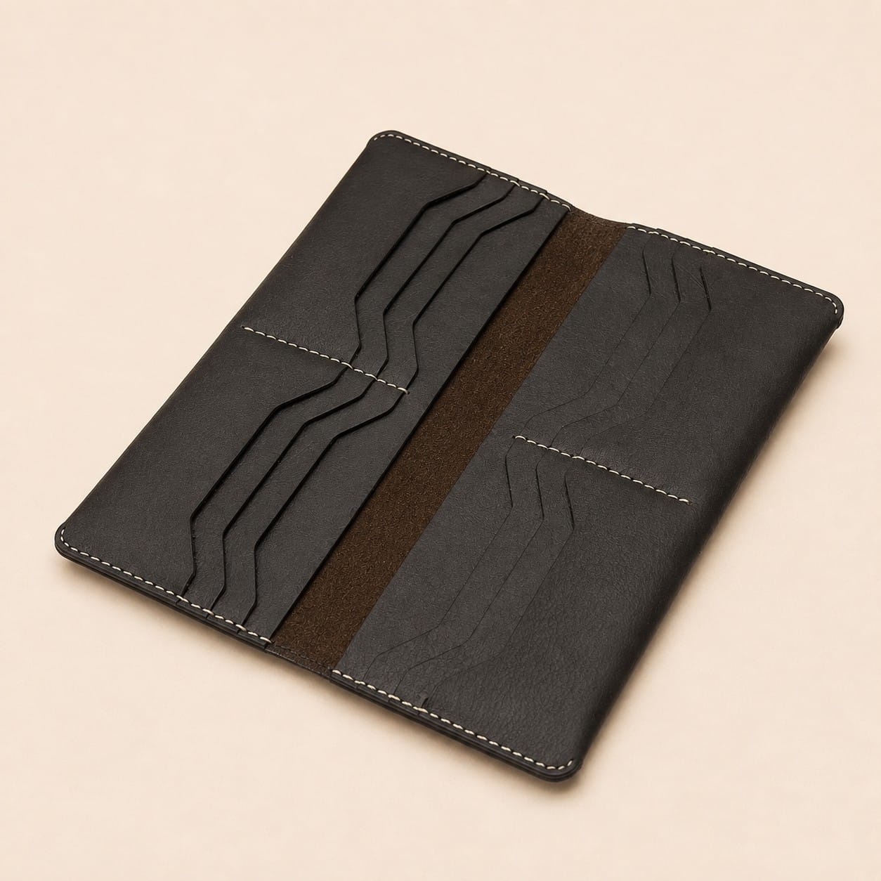 TLC Heritage Long Folio Wallet interior detail showing layered card compartments